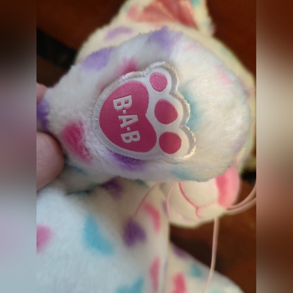 Build a Bear Rainbow Pastel Heart White Kitty Cat 16" BAB Stuffed Plush - Picture 5 of 5